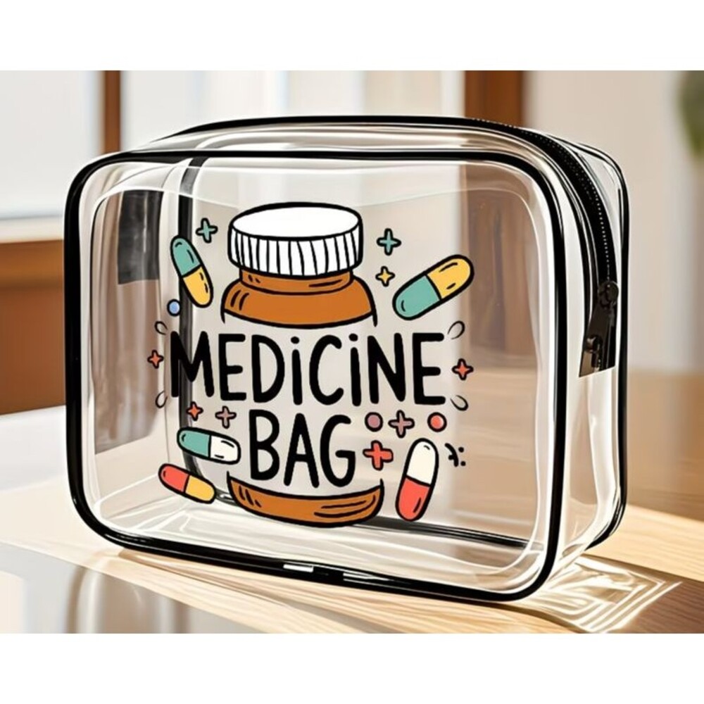 Medicine Bag Clear PVC Pouch Zippered 8 x 6-in Home Work Travel Camper Gift NEW